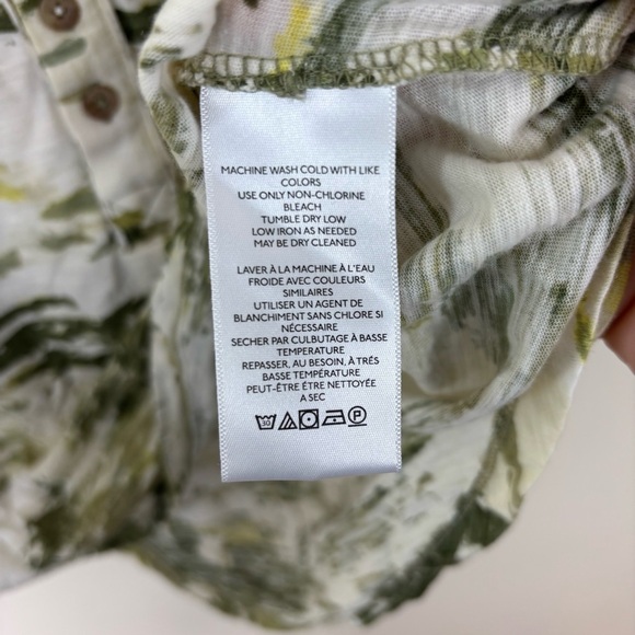 Anthropologie Pilcro Women's Tee Size M Oversized Ruched Henley Green Cotton - Picture 9 of 10